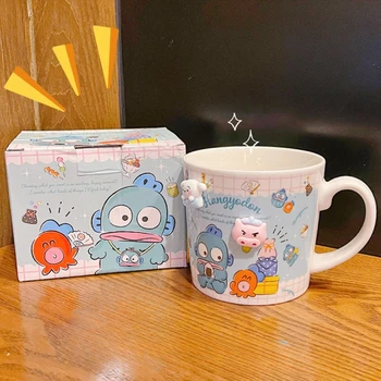 Sanrio Аниме Kuromi Cinnamoroll Hangyodon Crayon Shin-chan Кружка Милая Кавайная Керамическая Кофейная Чашка 3D Мультяшная Наклейка Чашка Для Воды Подарки