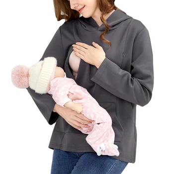 Женские толстовки для беременных и кормящих, однотонные пуловеры для грудного вскармливания с длинными рукавами, толстовки для беременных