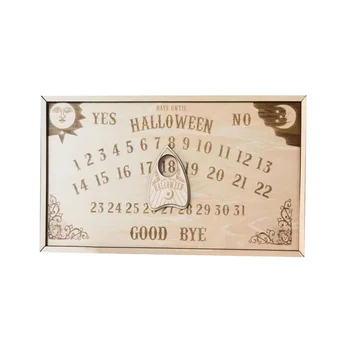 Календарь обратного отсчета на Хэллоуин с магнитным деревянным блоком космического корабля, календарь на Хэллоуин, движущийся деревянный