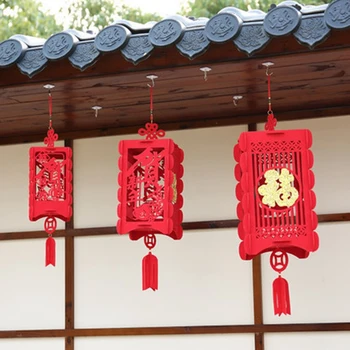 Красные китайские фонарики из 2 частей, украшения для китайского Нового года, китайского весеннего фестиваля, декора свадебного торжества