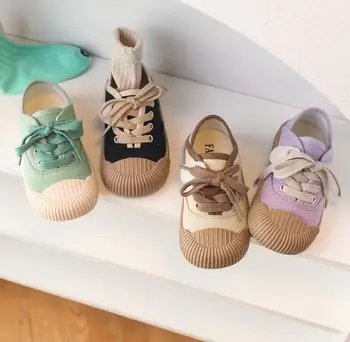 Новинка весны 2023 года, детская парусиновая обувь на мягкой подошве, детская обувь ярких цветов, повседневная обувь для мальчиков и девочек, размер 22-31