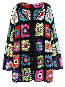 Новые горячие продажи, женская блузка в стиле бохо, свитер с вырезом, джемпер, модный повседневный пуловер с пирсингом, женский осенне-весенний трикотаж