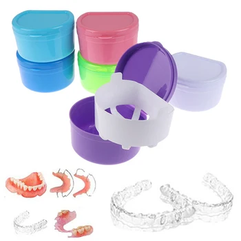 Очистите Сливную коробку для зубных протезов Пластиковую коробку для хранения зубов Удобную Пластиковую коробку Коробки для хранения зубных протезов D-типа Инструмент для чистки полости рта