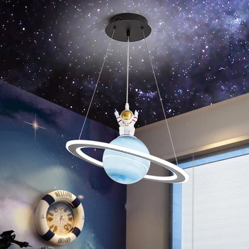 Подвесной светильник в скандинавском стиле с глобусом, кольцо, светильник астронавта, детская комната, спальня, декоративная столовая, светодиодный подвесной светильник для мальчика в помещении.