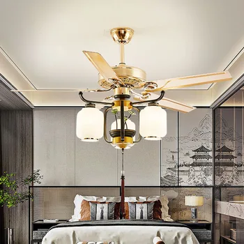 Потолочные вентиляторы в китайском стиле, Традиционная Ретро-лампа для гостиной, спальни, вентилятор, Деревянные лопасти, Реверсивный пульт дистанционного управления, Роскошный вентилятор