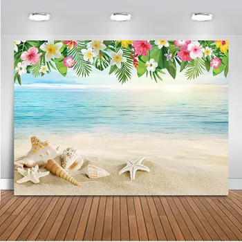  Фон для летнего отдыха Песчаный пляж Голубое небо и море Фон для фотостудии Реквизит для оформления тематической вечеринки на день рождения